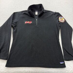 Patagonia Budweiser Fleece Quarter Zip Pullover Womens Large Black Eagle USA